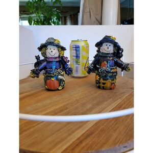 Two Scarecrows Harvest Halloween Fall Giftware Figurine's 5"